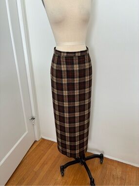 Plaid wool blend Maxi skirt